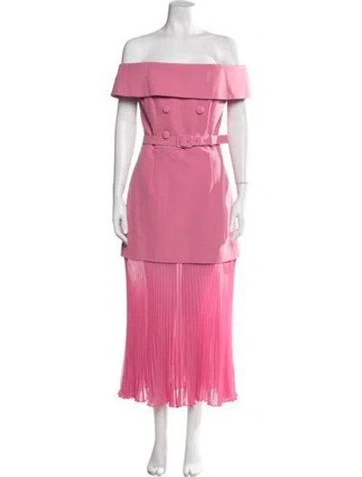 Pre-owned Rebecca Vallance Off-the-shoulder Midi Length Dress W/ Tags In Pink