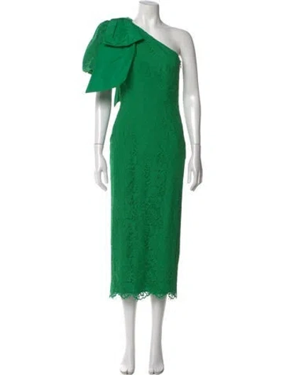 Pre-owned Rebecca Vallance One-shoulder Long Dress In Green