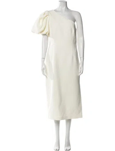 Pre-owned Rebecca Vallance One-shoulder Long Dress In Neutral