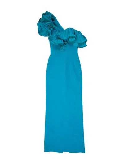 Pre-owned Rebecca Vallance One-shoulder Long Dress W/ Tags In Blue