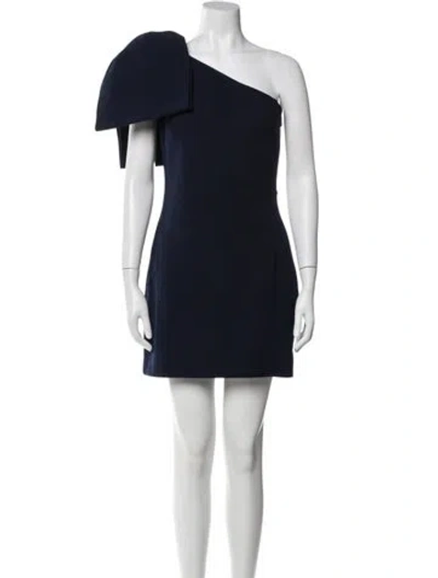 Pre-owned Rebecca Vallance One-shoulder Mini Dress In Blue