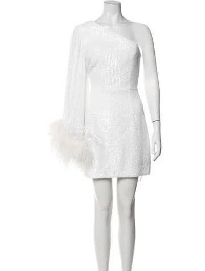 Pre-owned Rebecca Vallance One-shoulder Mini Dress In White