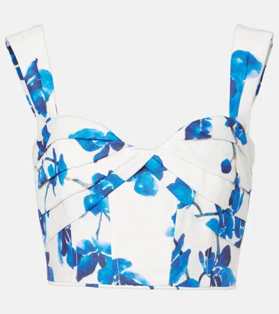 Rebecca Vallance Orchid Blues Floral Top In Blue Orchid Vines Print