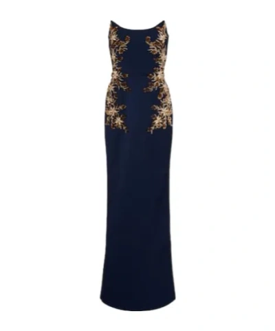 Rebecca Vallance Orla Embellished Crepe Bustier Gown In Black