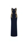 Rebecca Vallance Orla Embellished Crepe Gown In Black