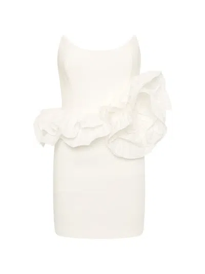 Rebecca Vallance Ozias Ruffled Strapless Mini Dress In White