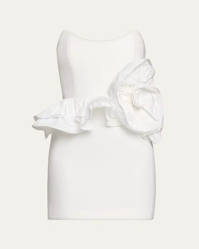 Rebecca Vallance Ozias Strapless Flower Peplum Mini Dress In Ivory