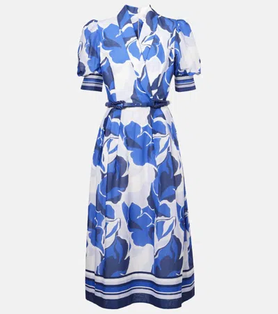 Rebecca Vallance Paros Floral Cotton Midi Dress In Blue