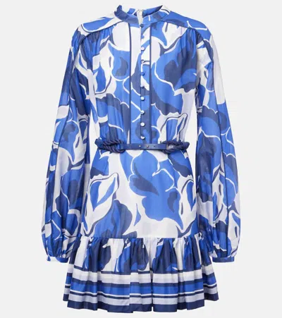 Rebecca Vallance Paros Floral Cotton Minidress In Blue