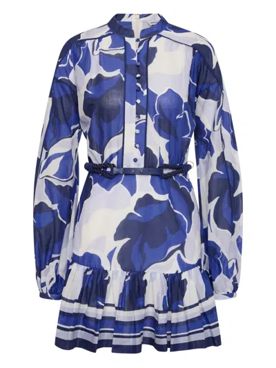 Rebecca Vallance Paros Floral-print Belted Mini Dress In Blue