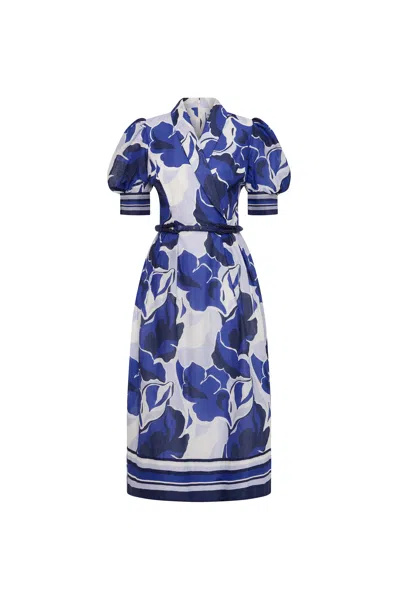 Rebecca Vallance Paros Short-sleeve Midi Dress In Blue