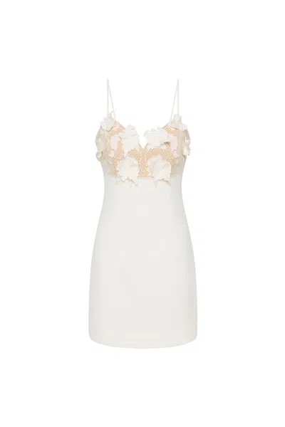 Rebecca Vallance Floral Lace Parrish Mini Dress In White