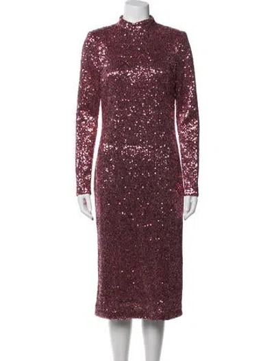 Pre-owned Rebecca Vallance Patterned Knee-length Dress In Metallic/pink