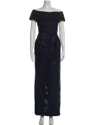 Pre-owned Rebecca Vallance Patterned Long Dress In Blue