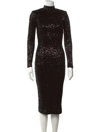 Pre-owned Rebecca Vallance Patterned Midi Length Dress W/ Tags In Black