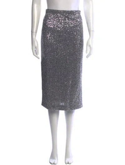 Pre-owned Rebecca Vallance Patterned Midi Length Skirt In Grey/metallic