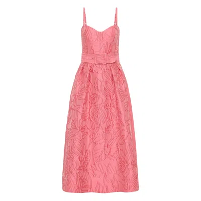 Rebecca Vallance Midi Dress With Floral Embossing In Pink