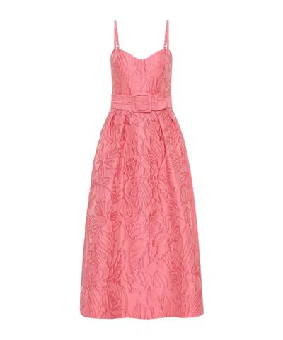 Rebecca Vallance Midi Dress With Floral Embossing In Pink