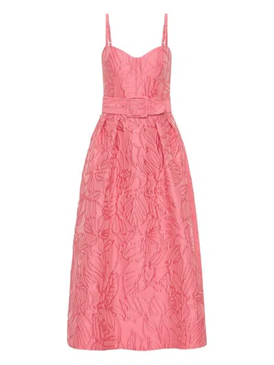 Rebecca Vallance Midi Dress With Floral Embossing In Pink