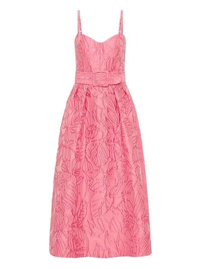 Rebecca Vallance Midi Dress With Floral Embossing In Pink