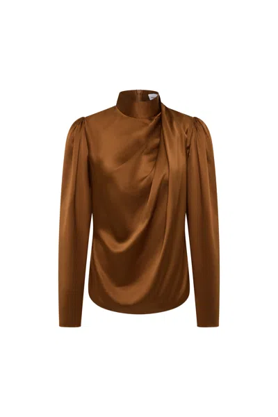 Rebecca Vallance Phoenix Rose Long Sleeve Top In Brown