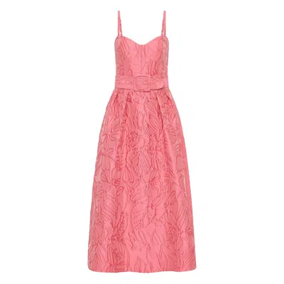 Rebecca Vallance Midi Dress With Floral Embossing In Pink