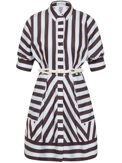 Rebecca Vallance Katerina Striped Cotton-poplin Shirt Dress In Navy