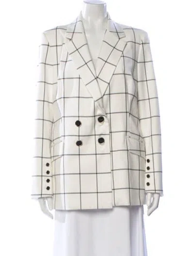 Pre-owned Rebecca Vallance Plaid Print Blazer In Neutral