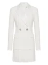 Rebecca Vallance Bridal Atlas Pleated Blazer Dress In White
