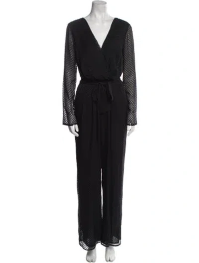 Pre-owned Rebecca Vallance Plunge Neckline Jumpsuit In Blue