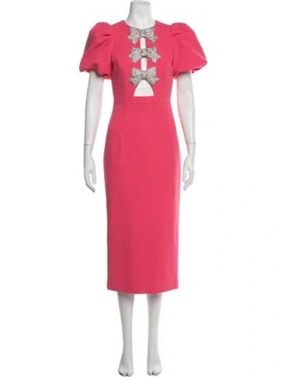 Pre-owned Rebecca Vallance Plunge Neckline Midi Length Dress W/ Tags In Pink