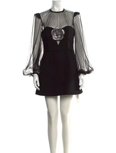 Pre-owned Rebecca Vallance Polka Dot Print Mini Dress In Black