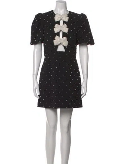 Pre-owned Rebecca Vallance Polka Dot Print Mini Dress In Black