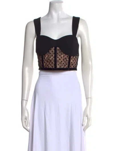 Pre-owned Rebecca Vallance Polka Dot Print Square Neckline Crop Top In White