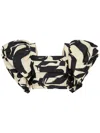 Rebecca Vallance Pompidou Abstract-print Crop Blouse In Black