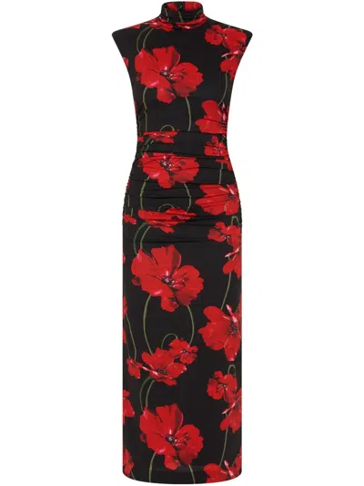 Rebecca Vallance Poppy Fields Midi Dress In 黑色
