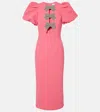 Rebecca Vallance Red 'posey' Midi Dress With Bows In Pink