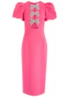 Rebecca Vallance Red 'posey' Midi Dress With Bows In Pink