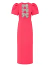 Rebecca Vallance Red 'posey' Midi Dress With Bows In Pink