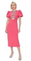Rebecca Vallance Red 'posey' Midi Dress With Bows In Rouge Red