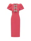 Rebecca Vallance Red 'posey' Midi Dress With Bows In Pink