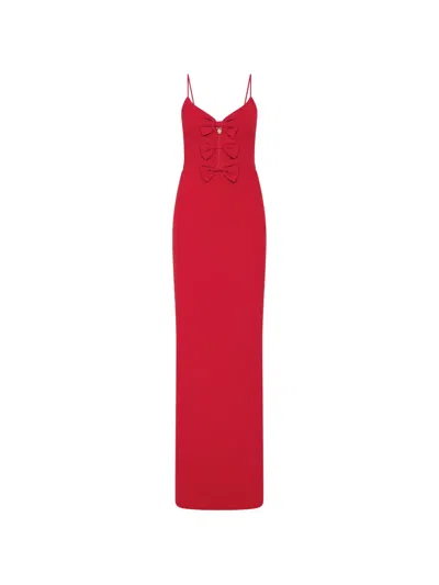 Rebecca Vallance Precious Bow-embellished Cutout Gown In Red