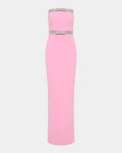 Rebecca Vallance Precious Embellished Bow Strapless Gown In Pink