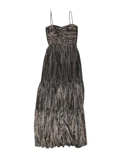 Pre-owned Rebecca Vallance Printed Long Dress In Black