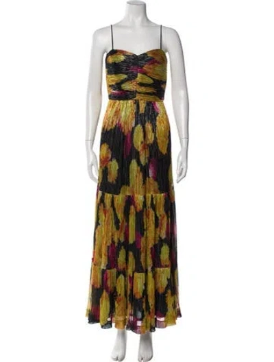 Pre-owned Rebecca Vallance Printed Long Dress In Multi