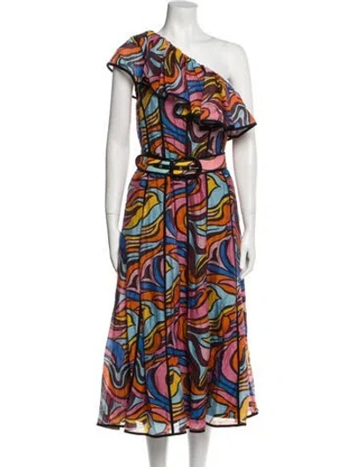 Pre-owned Rebecca Vallance Printed Long Dress In Pink