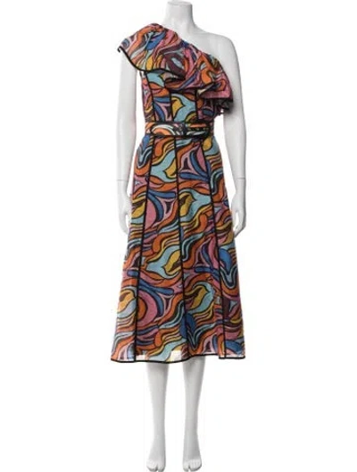 Pre-owned Rebecca Vallance Printed Midi Length Dress In Multicolor