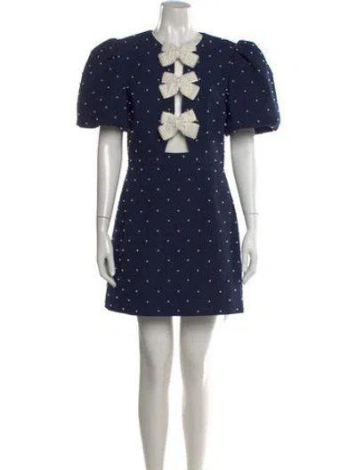 Pre-owned Rebecca Vallance Printed Mini Dress In Blue