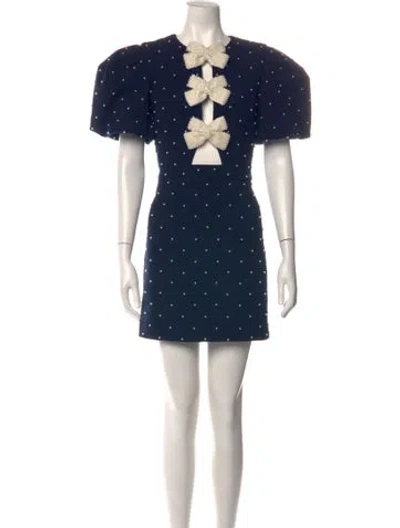 Pre-owned Rebecca Vallance Printed Mini Dress In Blue