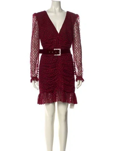 Pre-owned Rebecca Vallance Printed Mini Dress In Burgundy